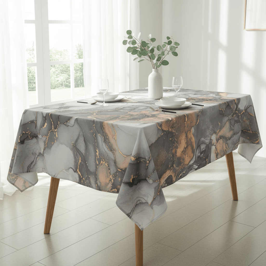 Duchess Satin Table Cloth 2.5M Black Marble