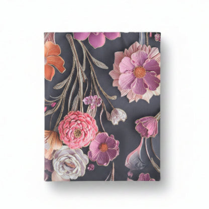 Duchess Satin Table Cloth 2.5M Black With Purple Flower