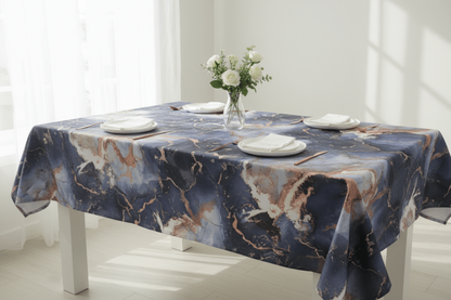 Duchess Satin Table Cloth 2.5M Navy Marble