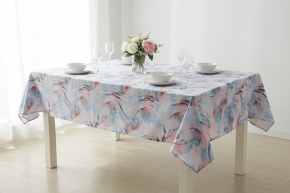 Duchess Satin Table Cloth 2.5M Pink/Blue Swirls