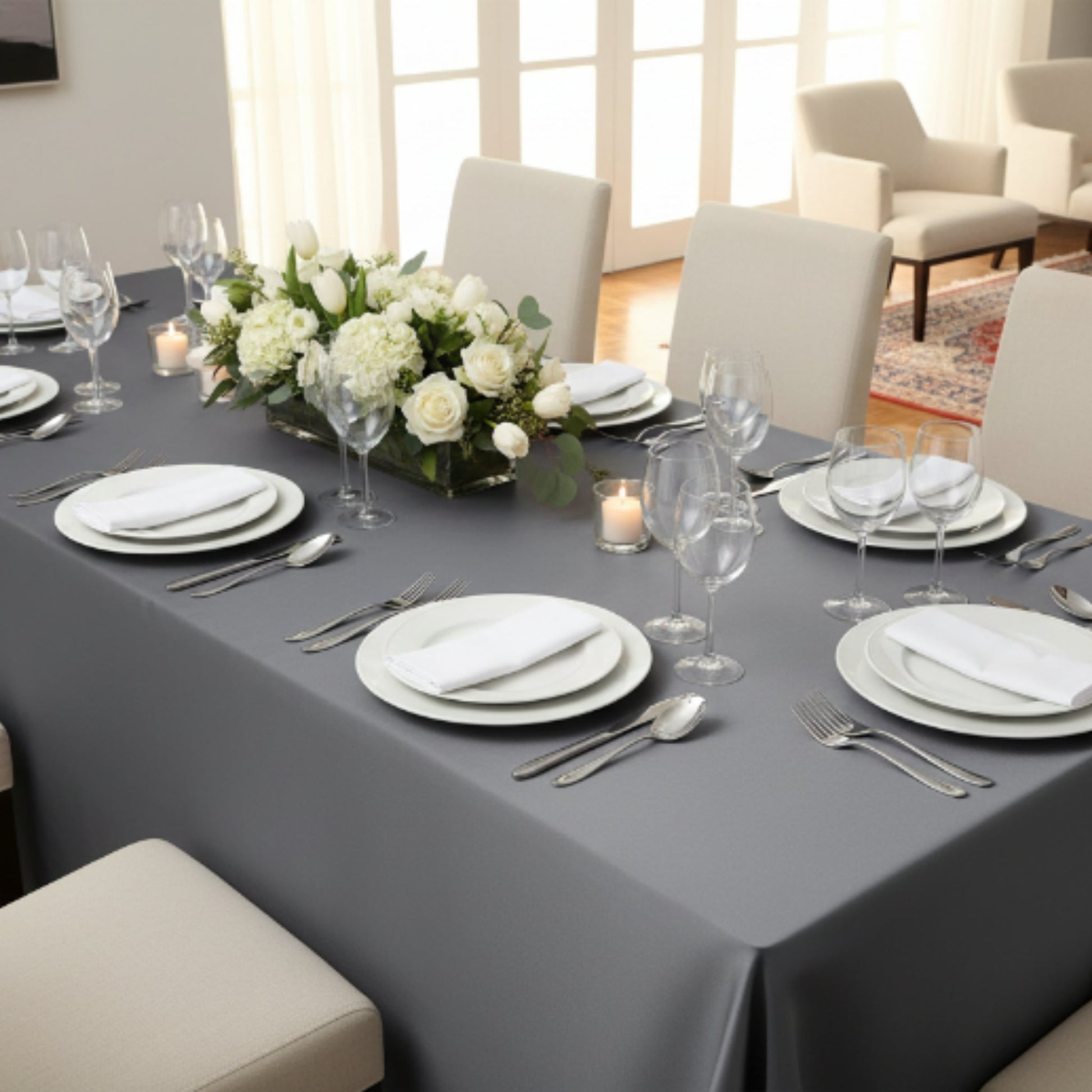 Duchess Satin Table Cloth 2.5M Plain Grey