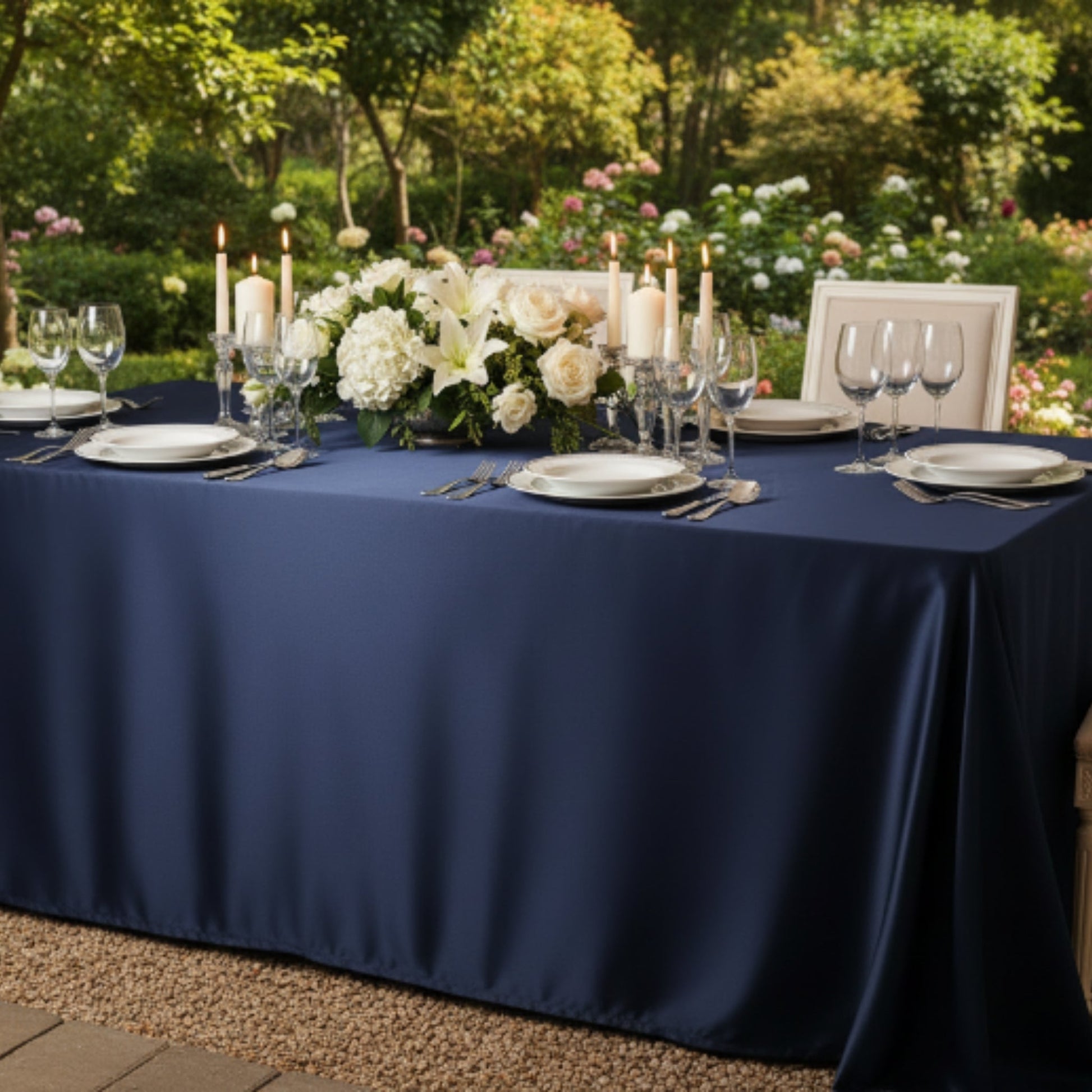 Duchess Satin Table Cloth 2.5M Plain Navy