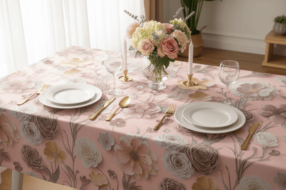Duchess Satin Table Cloth 2.5M Rose Gold Flower