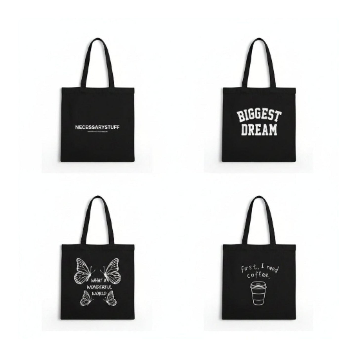Durable Eco-Friendly Cotton Canvas Tote Bags On White Background