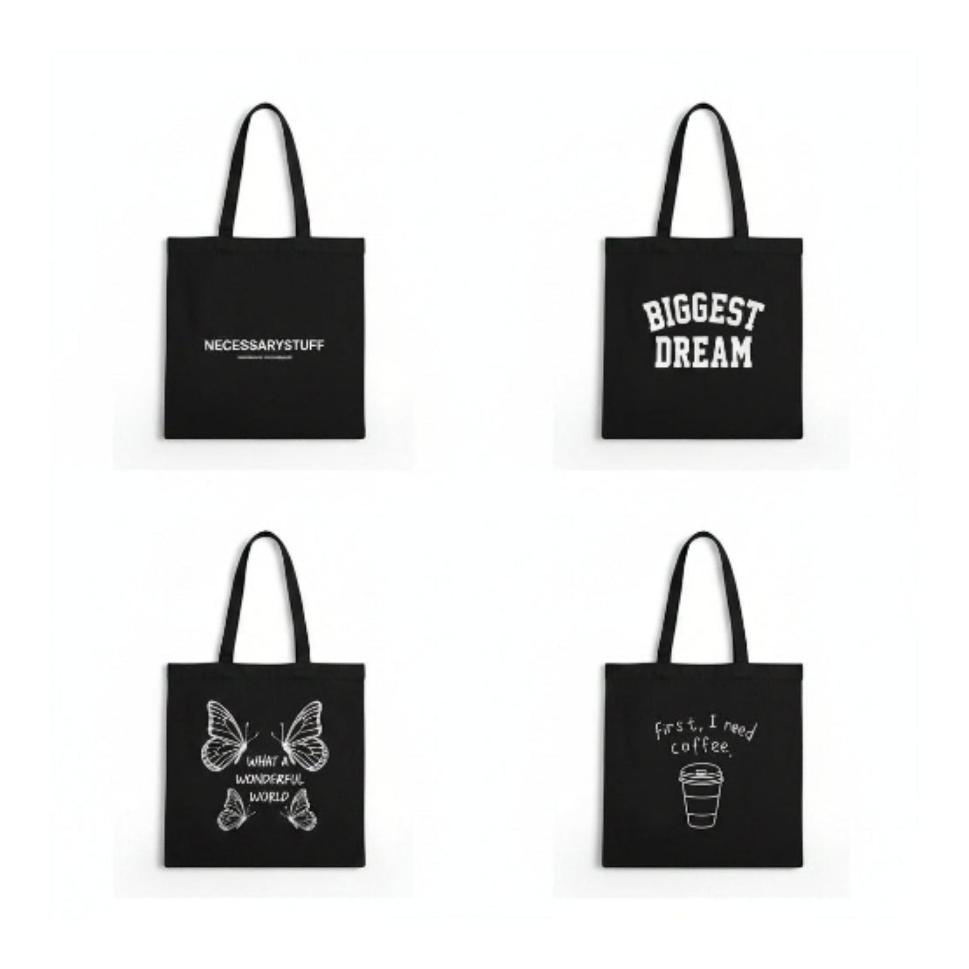 Durable Eco-Friendly Cotton Canvas Tote Bags On White Background