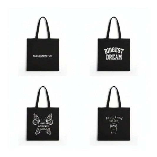 Durable Eco-Friendly Cotton Canvas Tote Bags On White Background