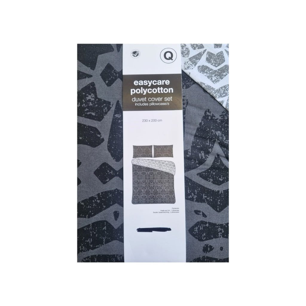 Easycare Pollycotton Duvet Cover- Yellow/Grey
