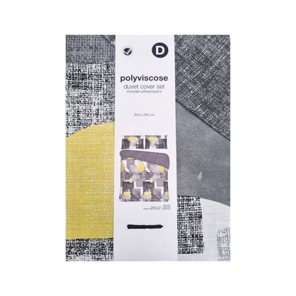 Easycare Pollycotton Duvet Cover- Yellow/Grey