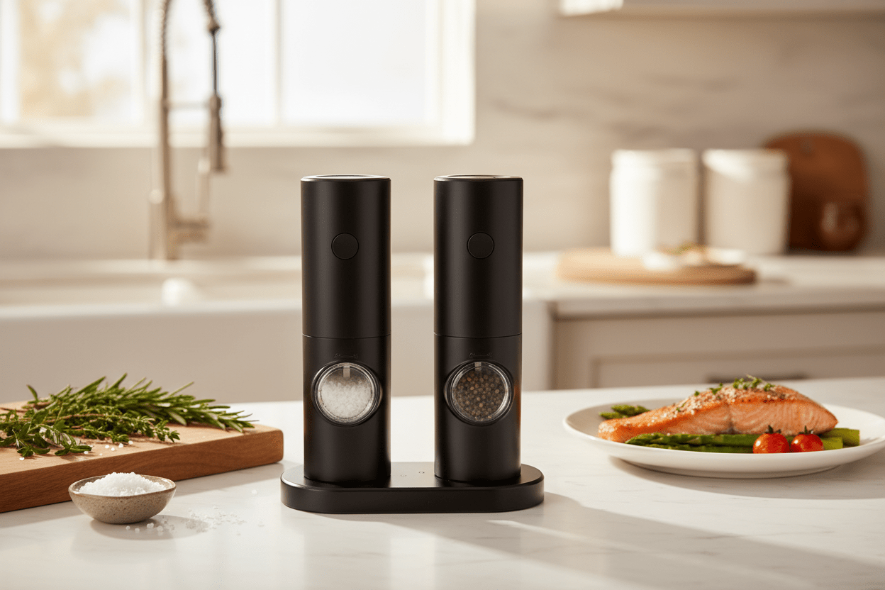 Electric 2-in-1 Salt and Pepper Grinder – Adjustable Automatic Spice Mill
