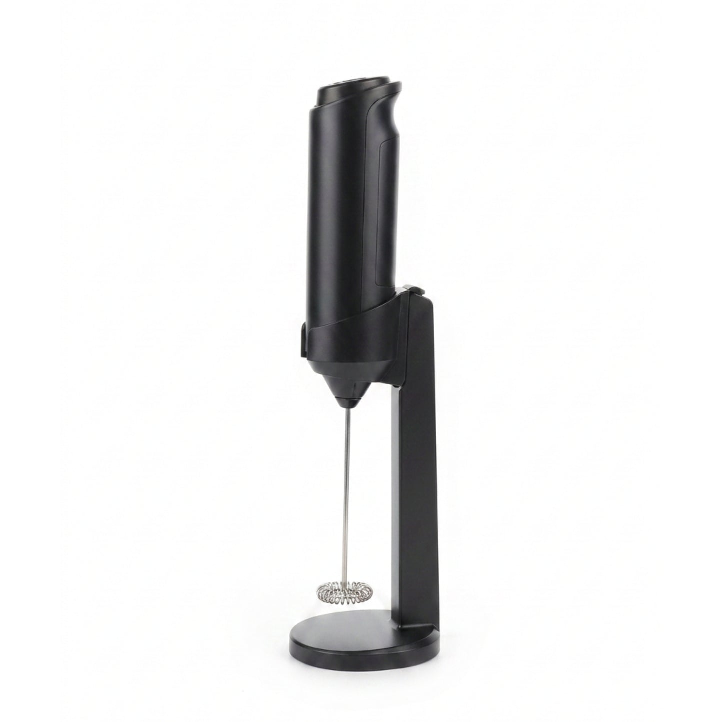 Electric Milk Frother on Stand – Handheld Coffee Foam Maker On White Background