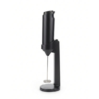 Electric Milk Frother on Stand – Handheld Coffee Foam Maker On White Background