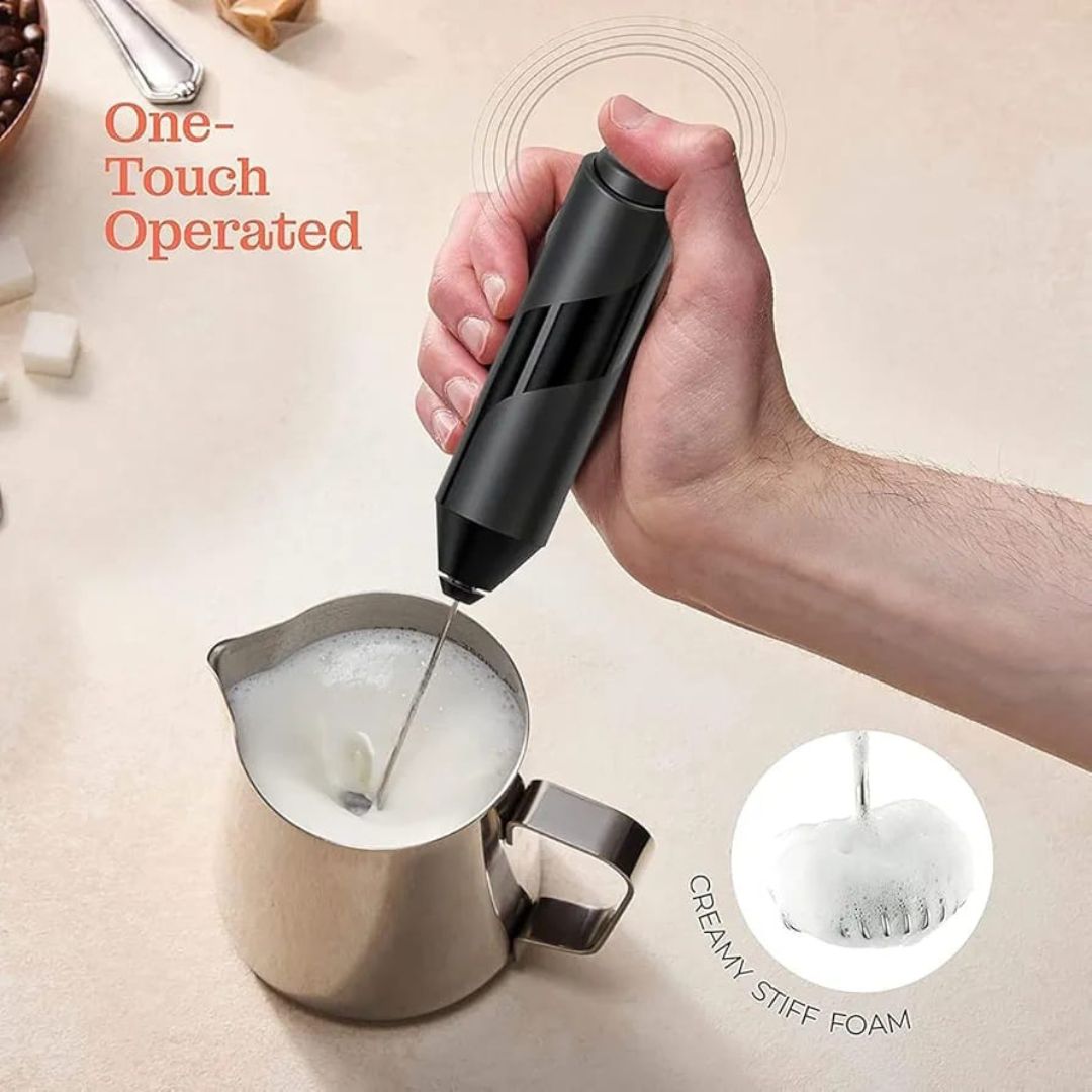 Electric Milk Frother on Stand – Handheld Coffee Foam Maker 