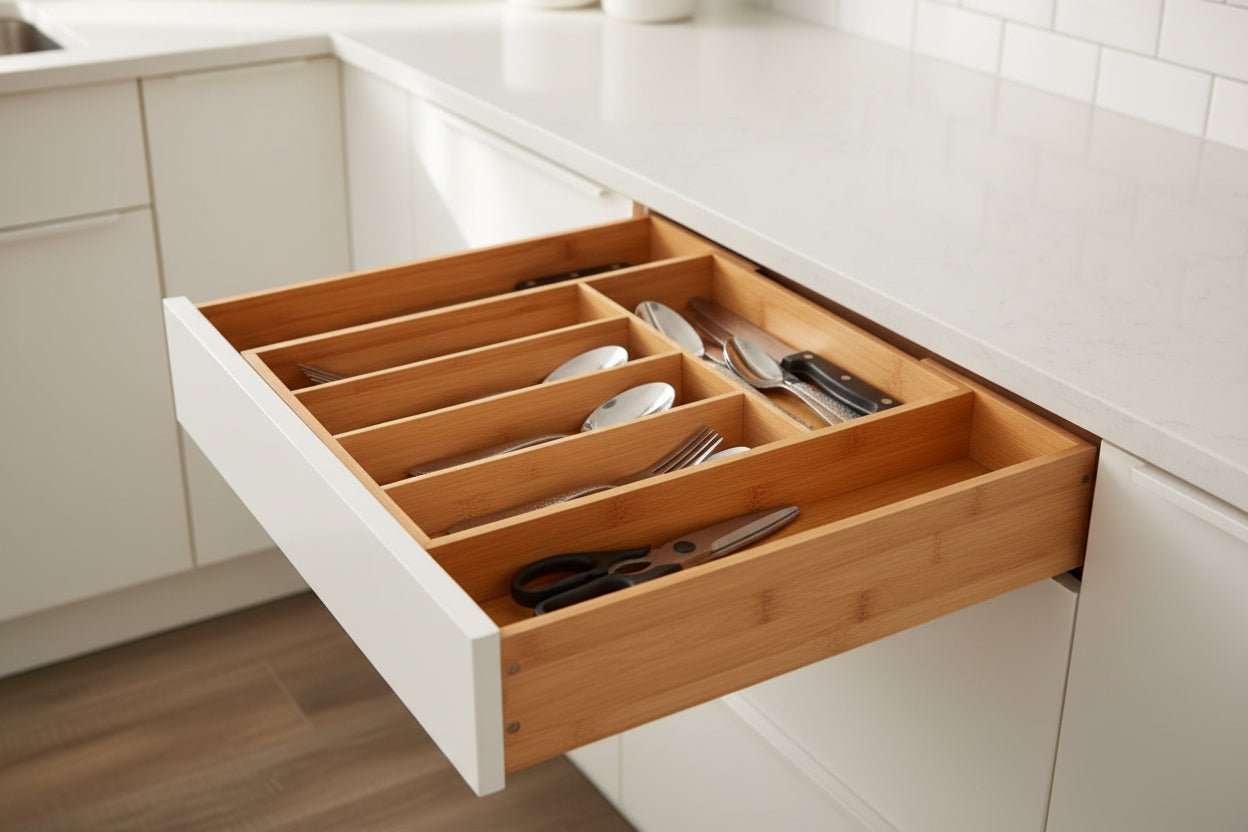 Extendable Bamboo Cutlery Rack