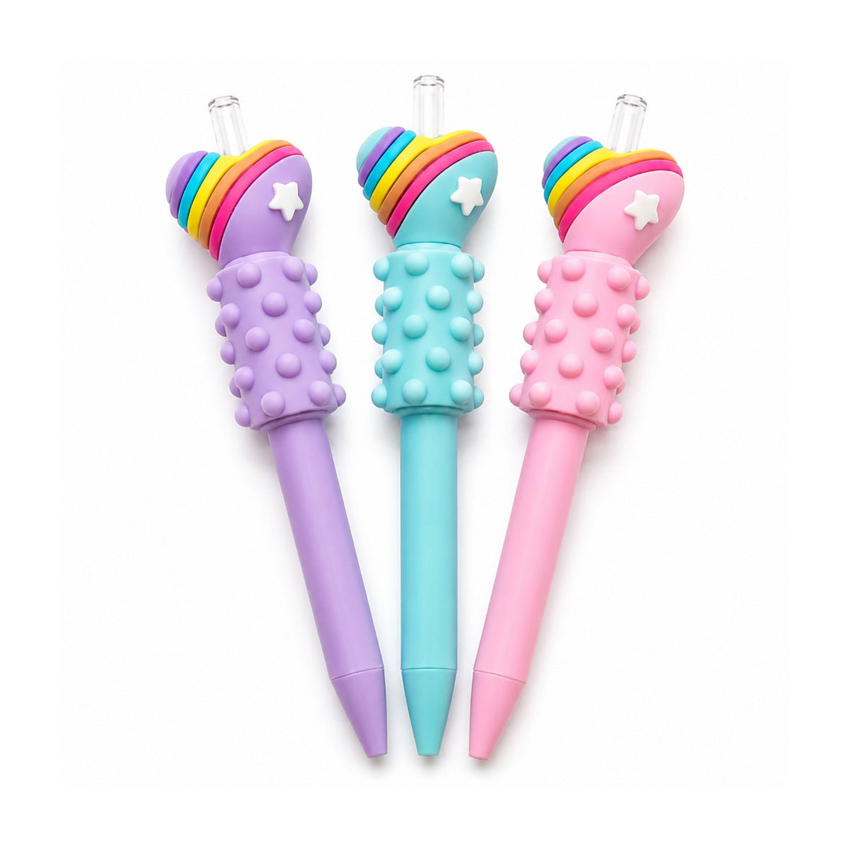 Fidget Heart Click Pen – Retractable Writing Pen with Clickable Heart Fidget Top