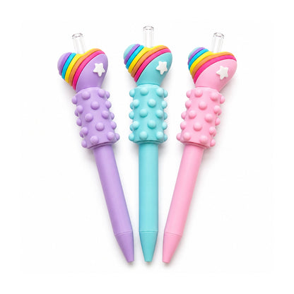 Fidget Heart Click Pen – Retractable Writing Pen with Clickable Heart Fidget Top