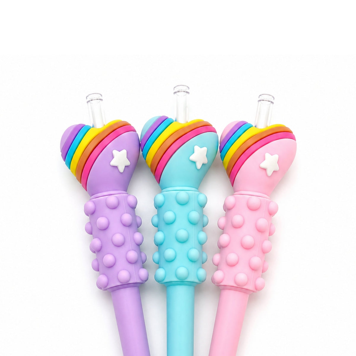 Fidget Heart Click Pen – Retractable Writing Pen with Clickable Heart Fidget Top