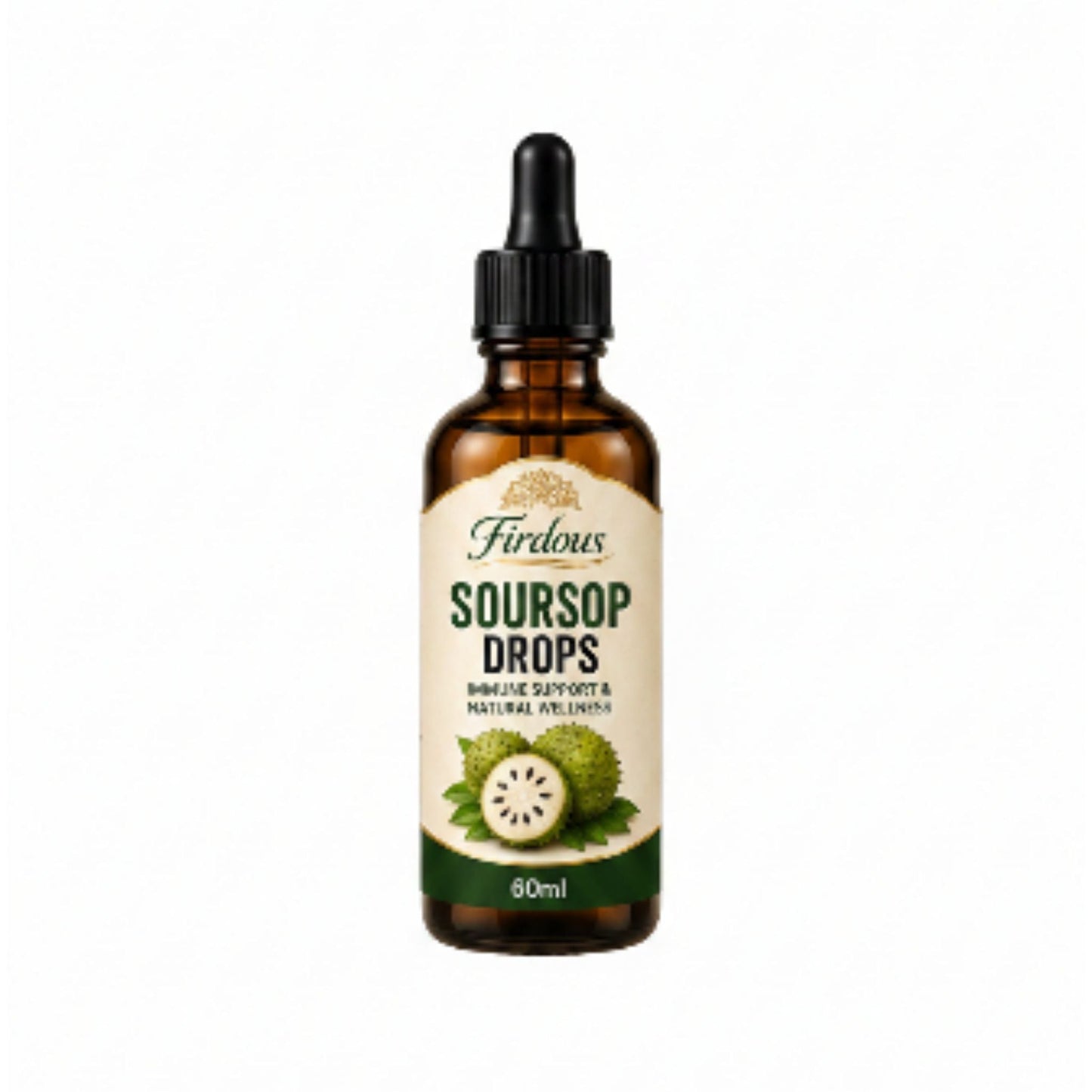 Firdous Firdous Soursop Liquid Drops 60ml Herbal Health Supplement On White Background
