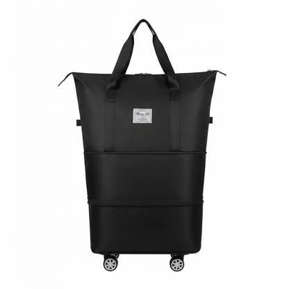 Foldable Duffle Bag With Wheels Black On White Background
