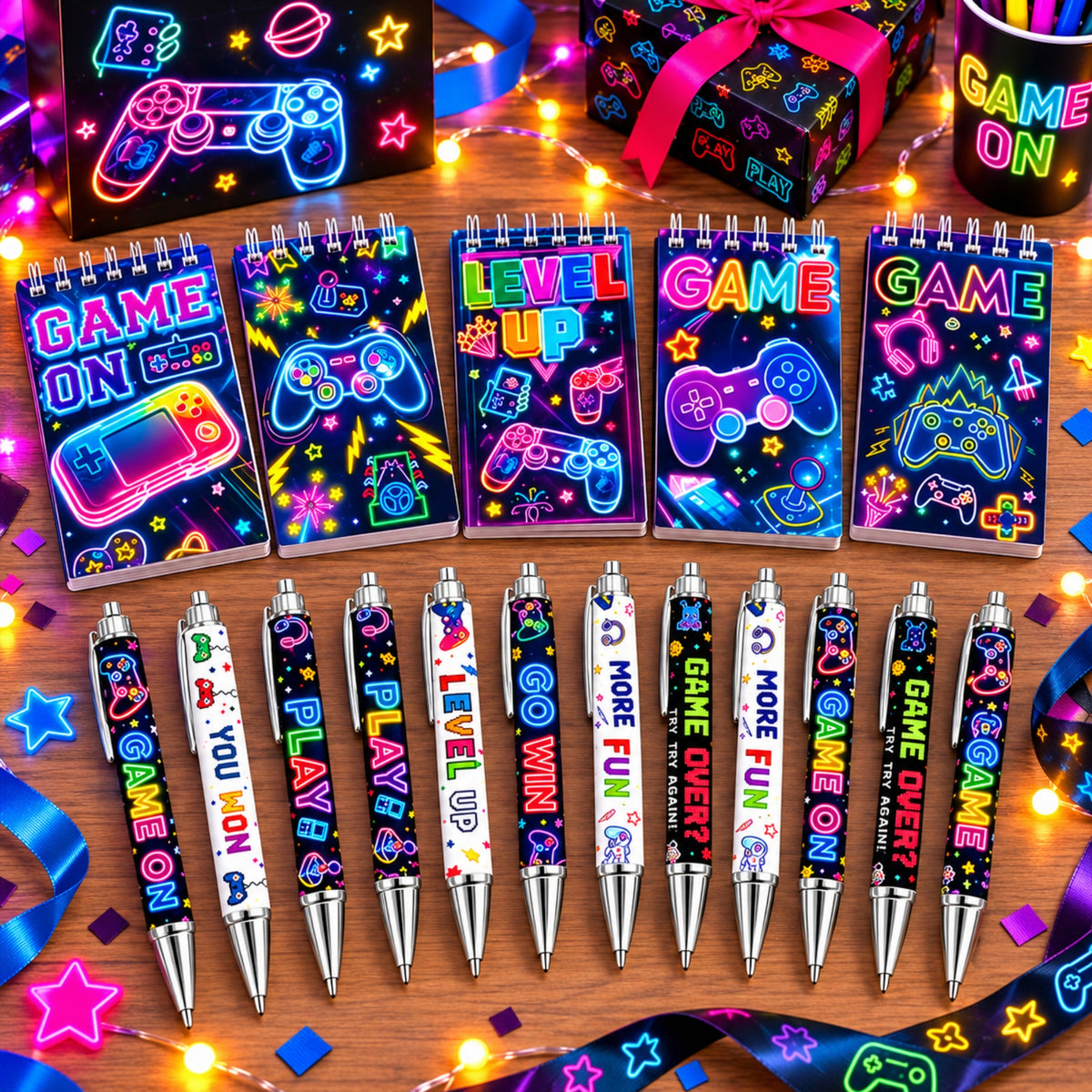 Gamer Notebook with Pen Set in Assorted Gaming Designs with 6 × 10cm Notebook and 13.5cm Pen
