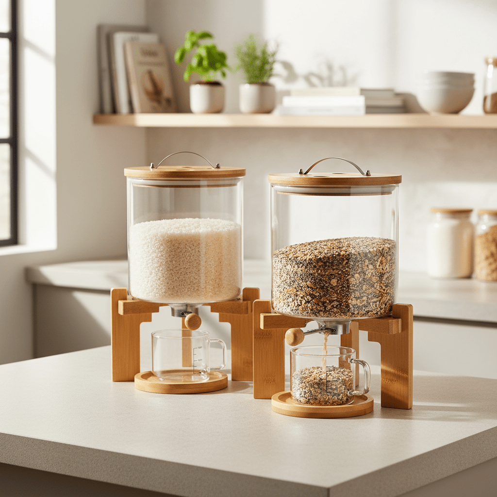 Glass Food Storage On Bamboo Stand