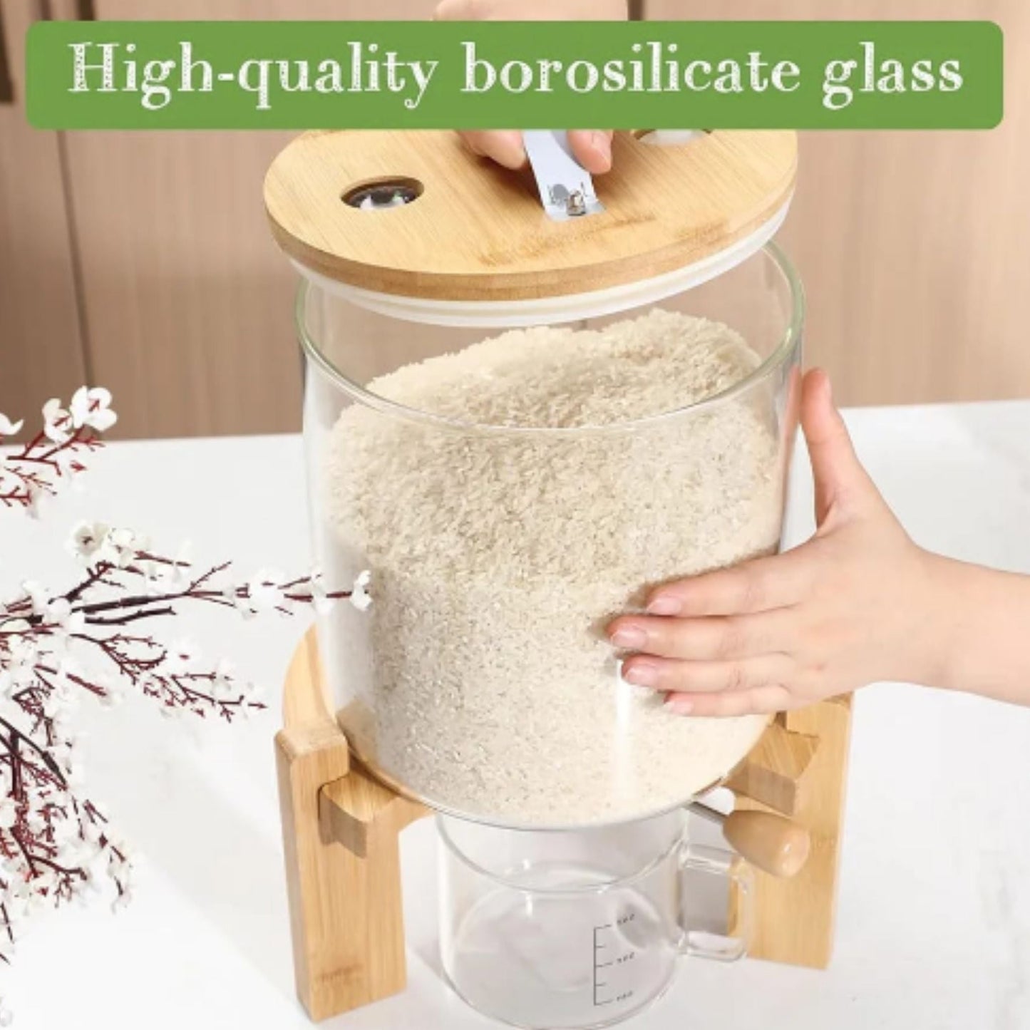 Glass Food Storage On Bamboo Stand