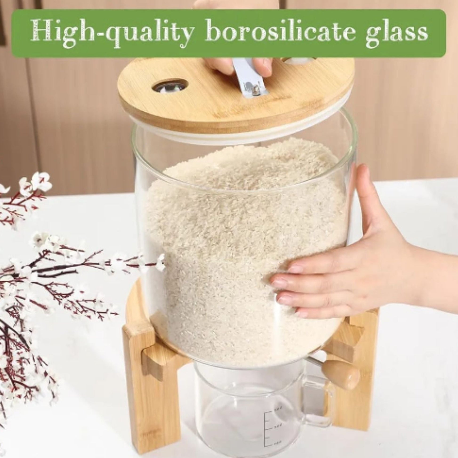 Glass Food Storage On Bamboo Stand