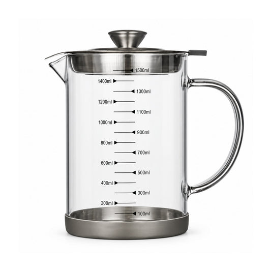 Glass Oil Jug with Strainer – Clear Cooking Oil Dispenser with Built-In Filter
