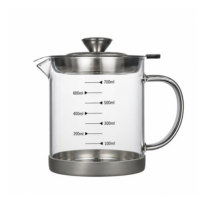 Glass Oil Jug with Strainer – Clear Cooking Oil Dispenser with Built-In Filter