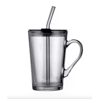 Glass Travel Mug With Straw - 450ml