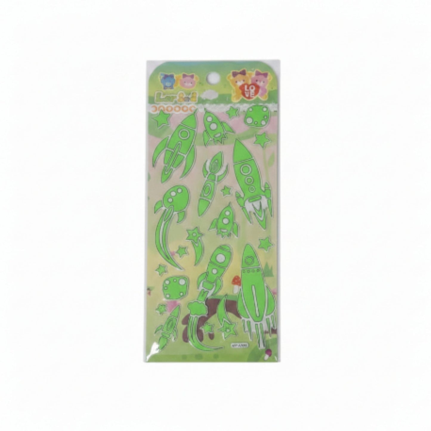 Glow In The Dark Stickers Rocket On White Background