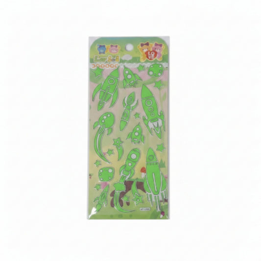 Glow In The Dark Stickers Rocket On White Background