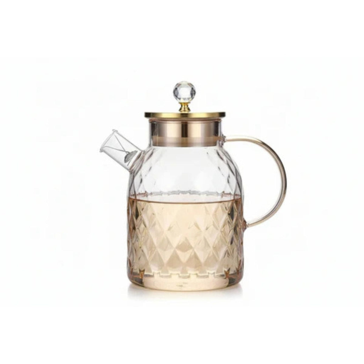 Diamond Pattern Texture Teapot Gold Diamond Glass Teapot - Value Cart