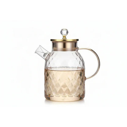 Gold Diamond Glass Teapot