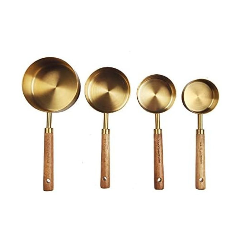 Gold Measuring Cups With Wooden Handle