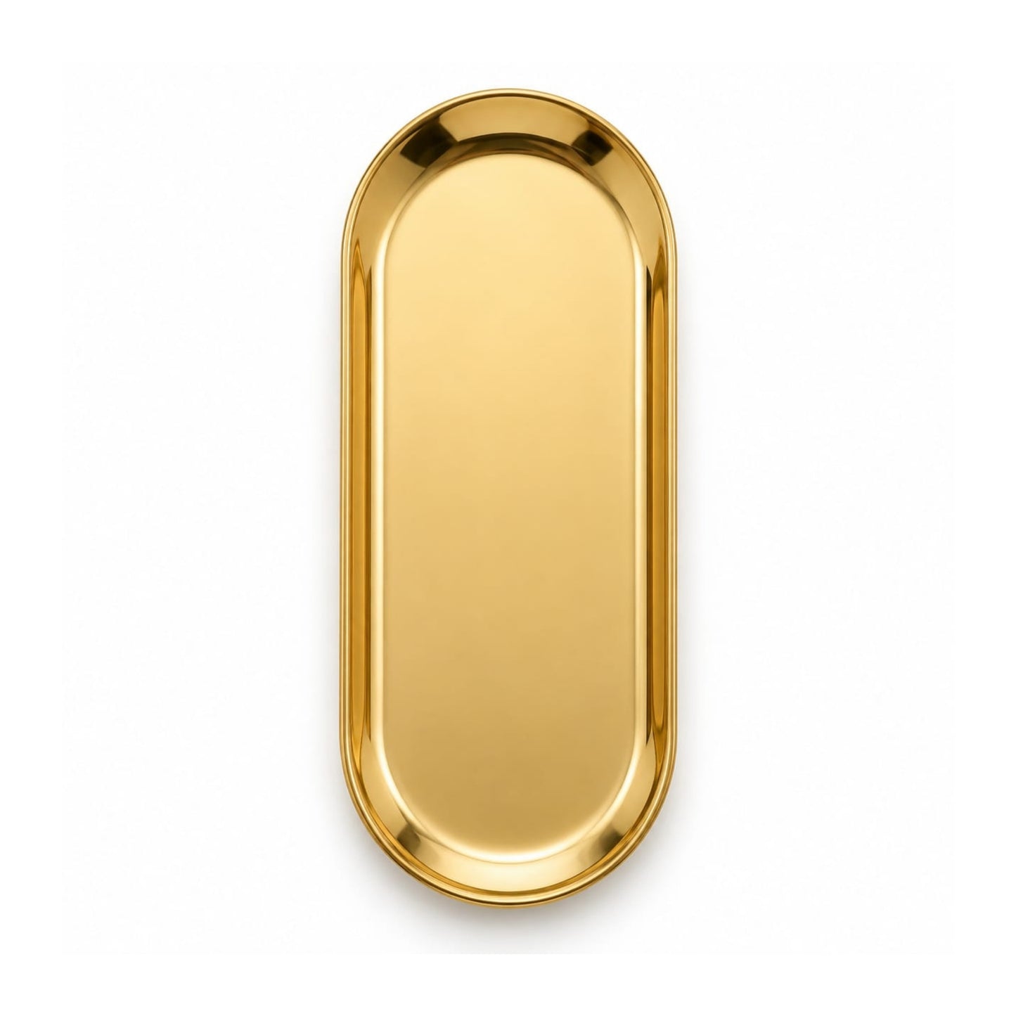 Gold Oval Stainless Steel Serving Tray – Multi-Purpose Serving Platter Extra Large On White Background