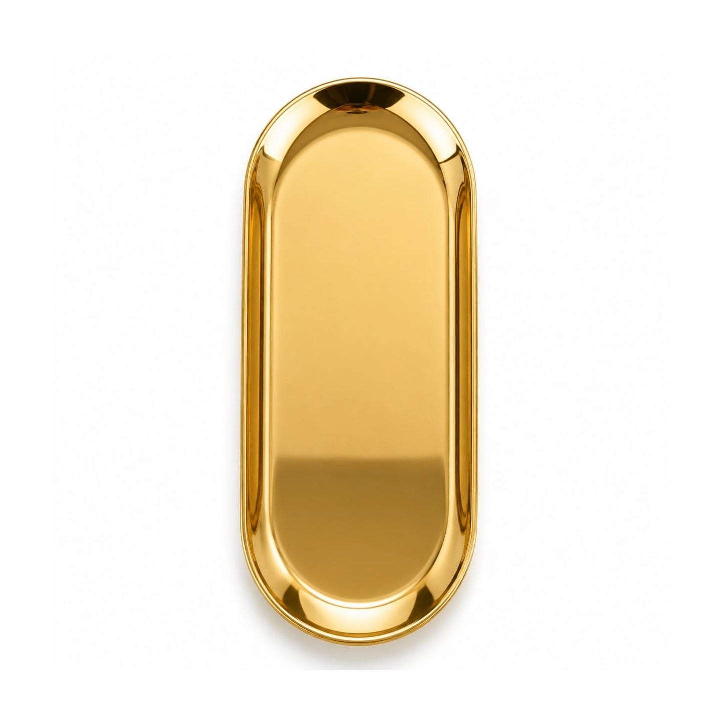 Gold Oval Stainless Steel Serving Tray – Multi-Purpose Serving Platter Large On White Background
