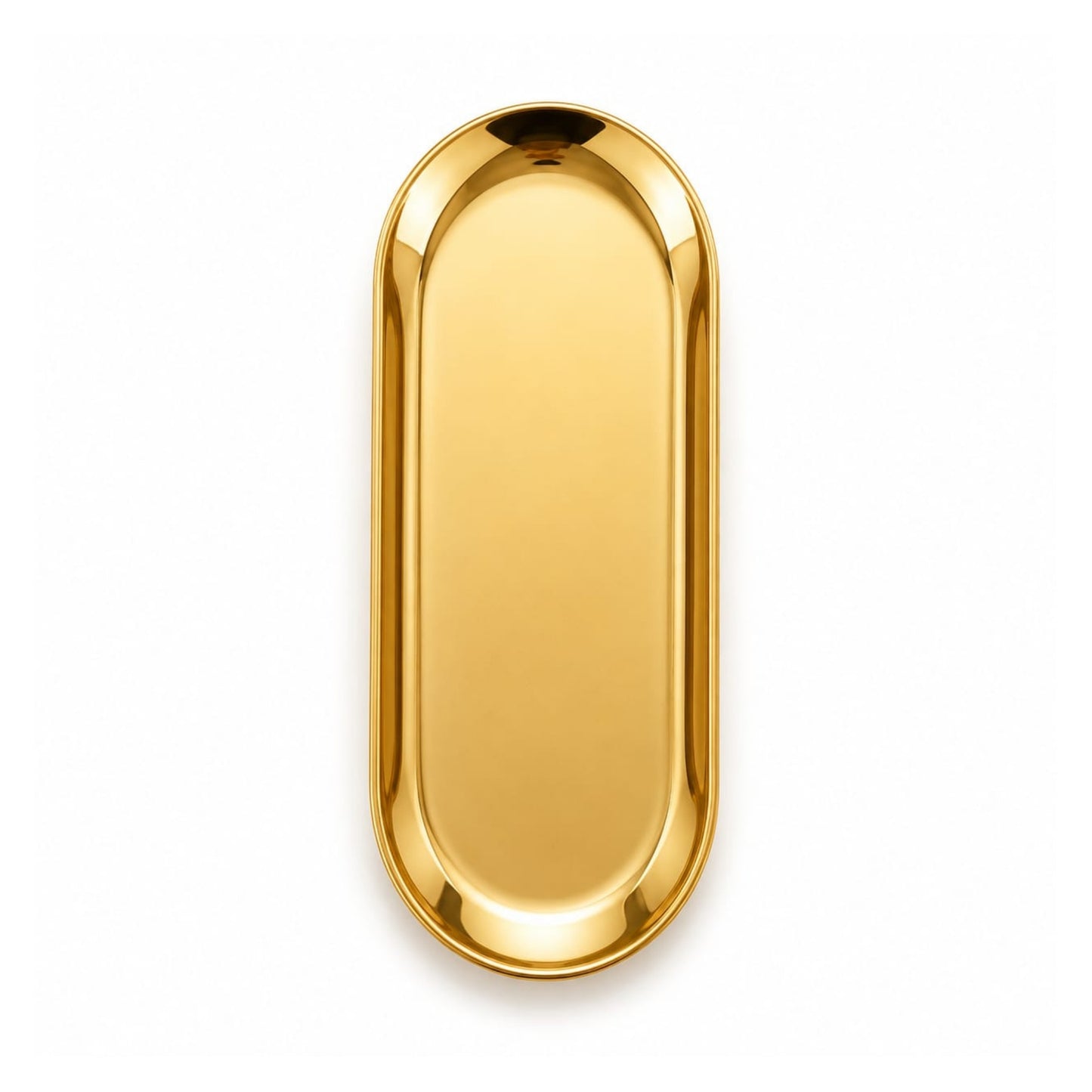 Gold Oval Stainless Steel Serving Tray – Multi-Purpose Serving Platter Medium On White Background
