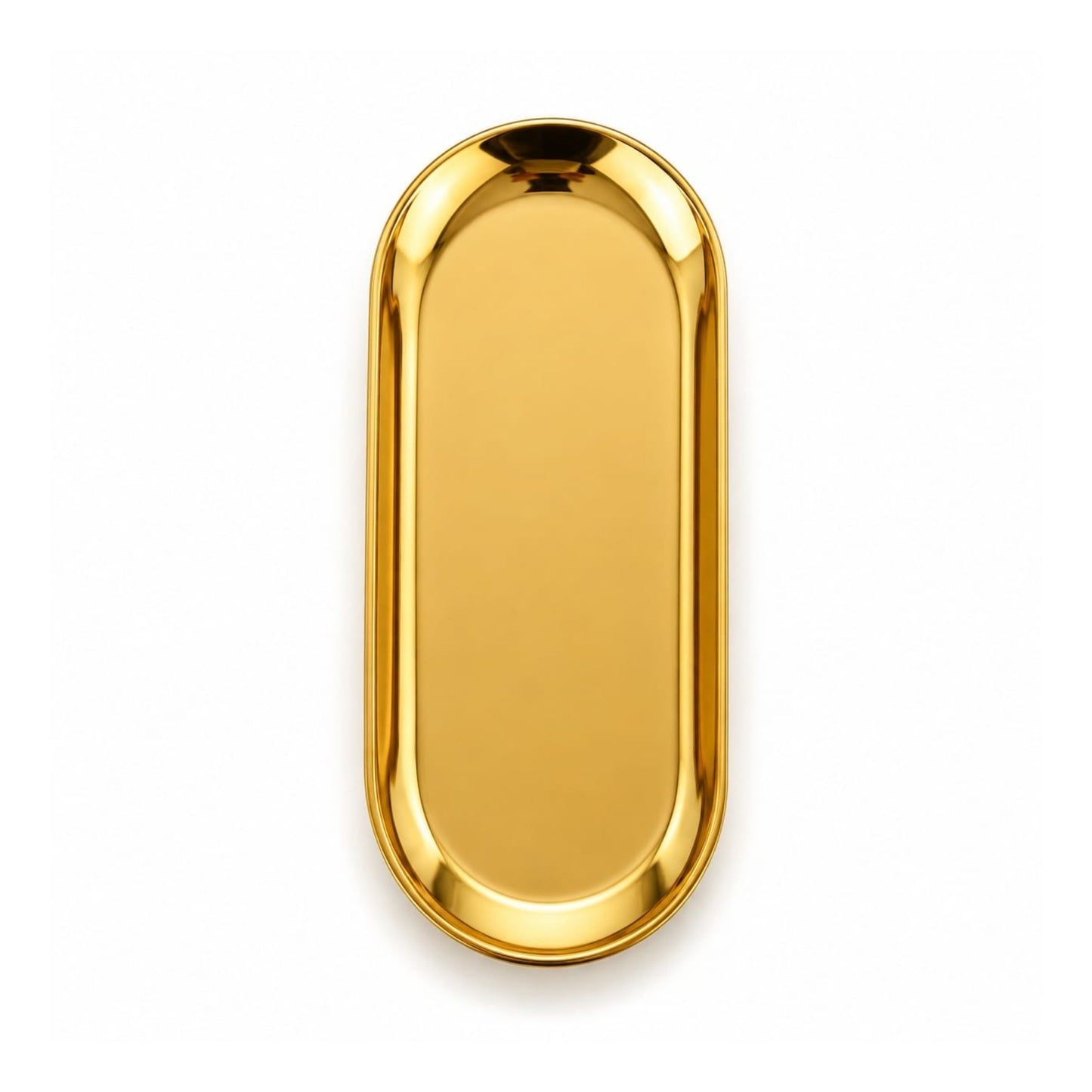 Gold Oval Stainless Steel Serving Tray – Multi-Purpose Serving Platter Small n White Background