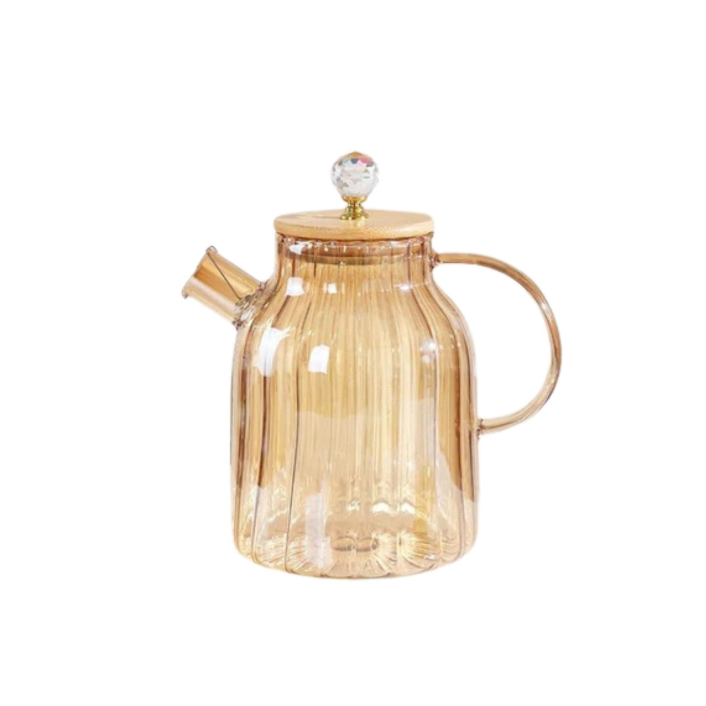Gold Striped Teapot With Acrylic Knob