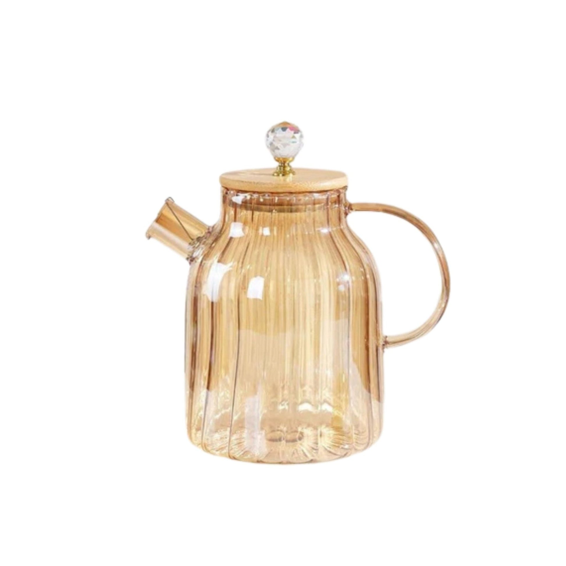 Gold Striped Teapot With Acrylic Knob