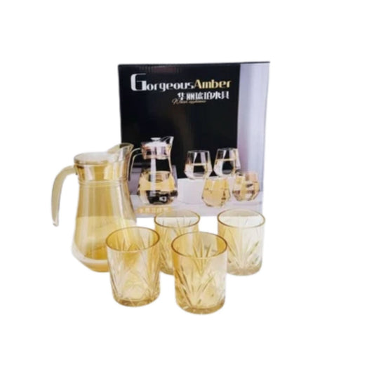 Gorgeous Amber 5pc Water Set Gold 