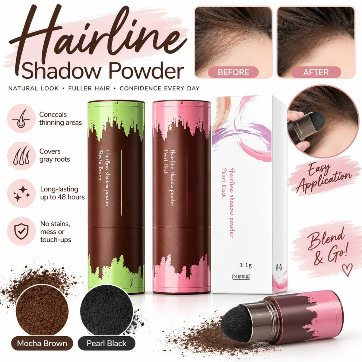 Hairline Shadow Powder – Root Touch-Up & Thinning Hair Concealer