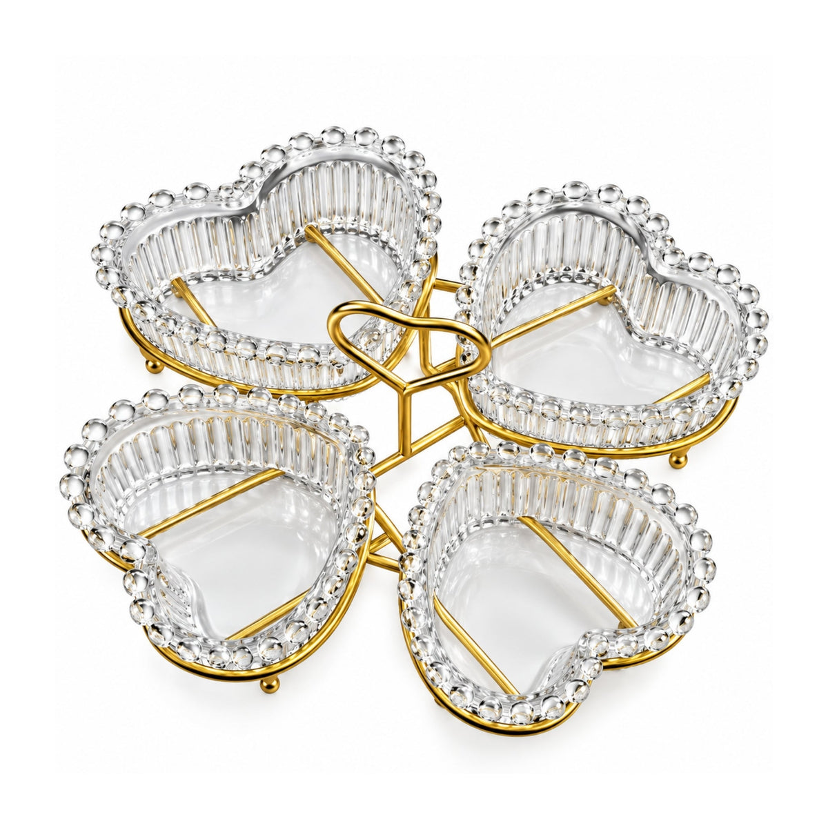 Heart Candy Bowls on Metal Stand – Decorative Serving & Snack Bowl Set