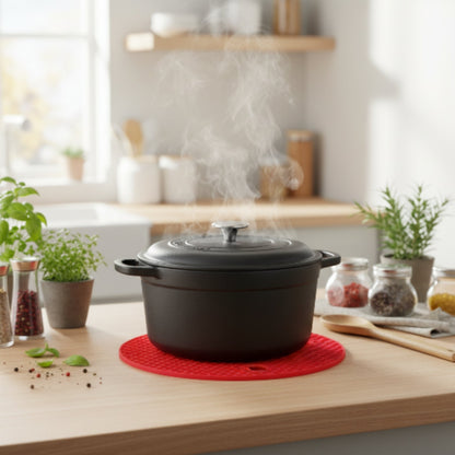 Heat Resistant Silicone Round Pot Mat & Trivet for Kitchen