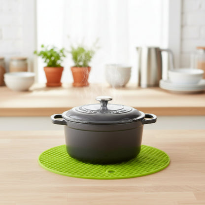 Heat Resistant Silicone Round Pot Mat & Trivet for Kitchen