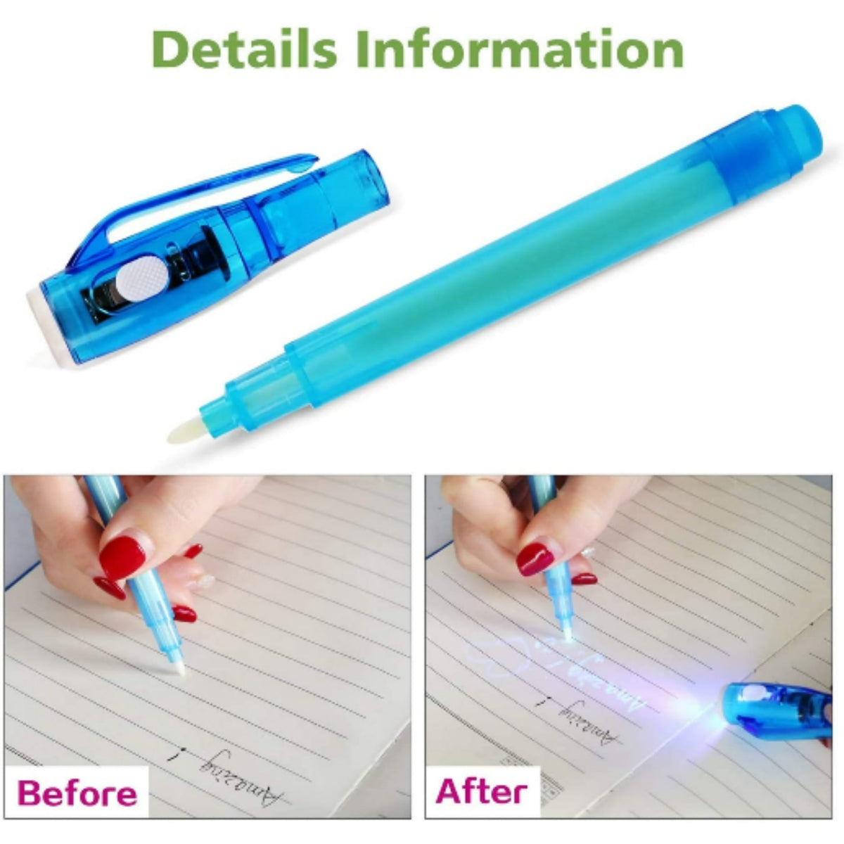 Invisible Ink Pen with UV Light | Secret Message Spy Pen