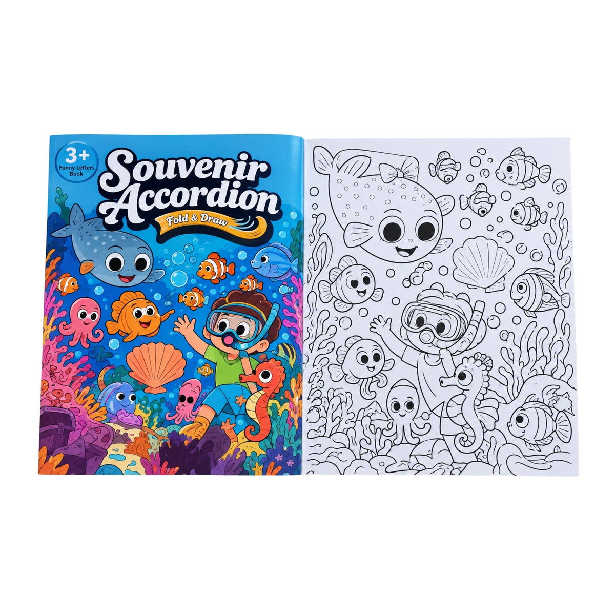 Kids Doodling Foldable Book – Colouring Activity Book with Fold-Out Design