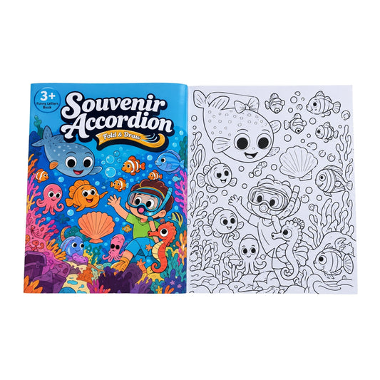 Kids Doodling Foldable Book – Colouring Activity Book with Fold-Out Design