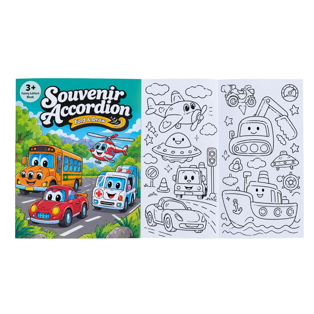 Kids Doodling Foldable Book – Colouring Activity Book with Fold-Out Design