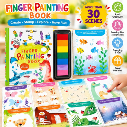 Kids Finger Painting Activity Book – Creative Art Book with Colour Ink Pad